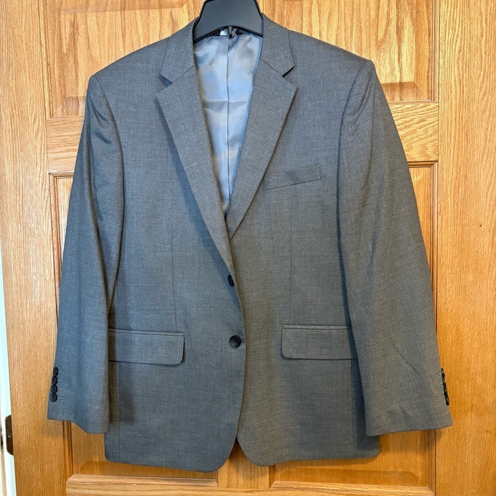 J.M. Haggar Sport Coat 2 Button Suit Jacket Blazer - Dark Gray - Men Size 40S